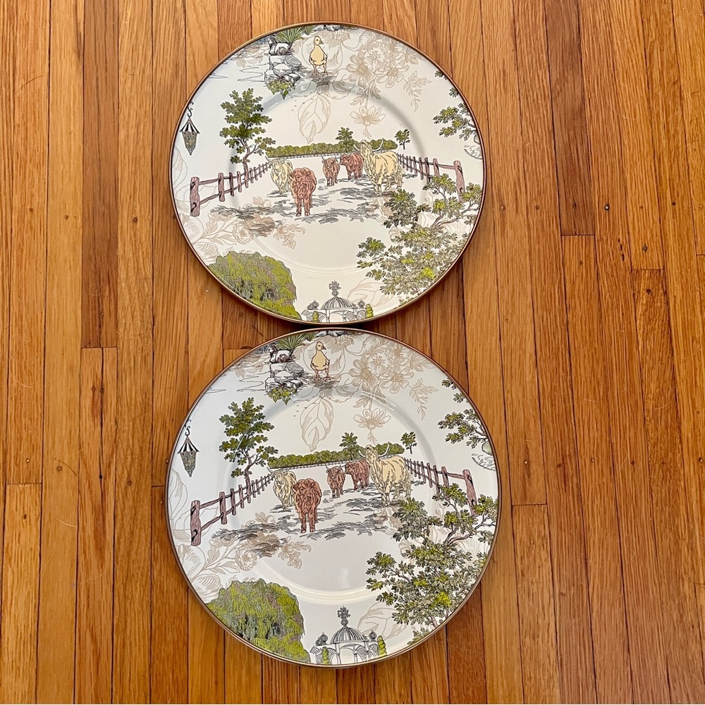 Set of 2 MacKenzie Childs dessert plates in Aurora pattern